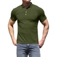 thumbnail image 1 of Hanerdun Men Polo Shirts Male Casual T-Shirts Short Sleeve Tops Army Green 2XL, 1 of 6