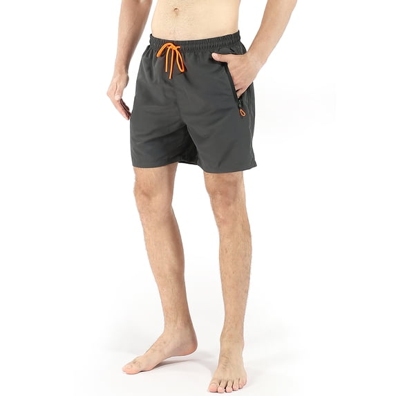 Hanerdun Men Swim Trunks Pants Male Waterproof Beach Shorts with Zip Pocket Dark Gray 2XL