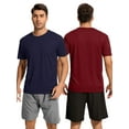 thumbnail image 1 of Hanerdun Mens Athletic Quick Dry Shirts Tops Short Sleeve Crew Neck Workout Casual Tees Activewear 2 Pack M, 1 of 9