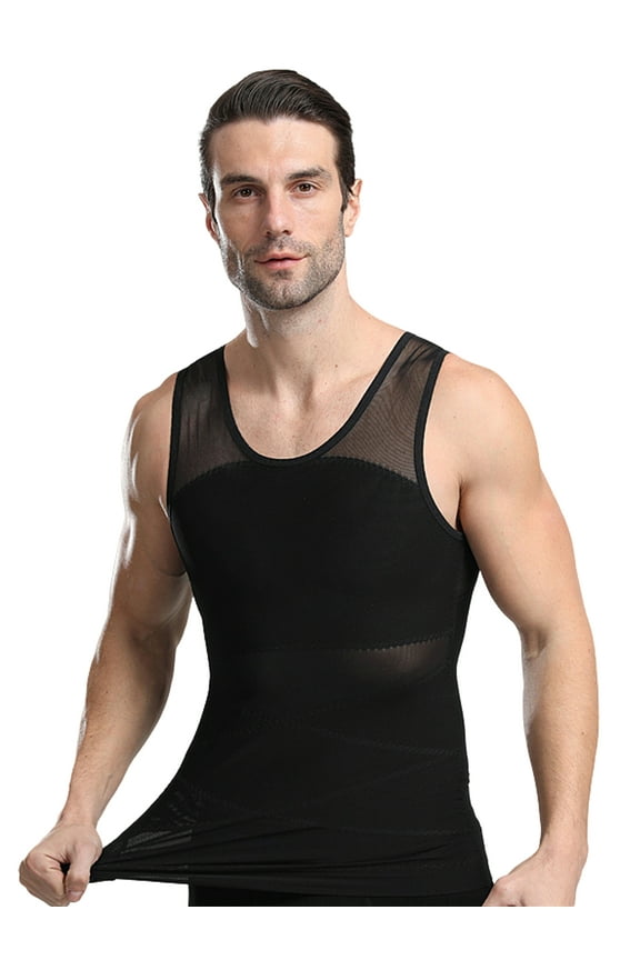 Mens Body Shaper Compression Shapewear Slimming Vest Workout Tummy Control Waist Trainer L