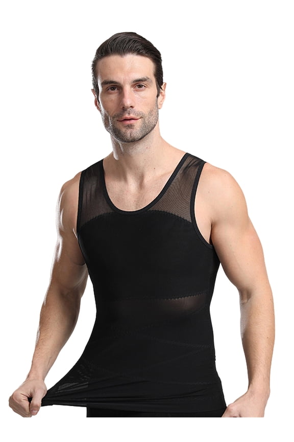 Mens Body Shaper Compression Shapewear Slimming Vest Workout Tummy Control Waist Trainer M