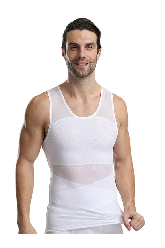 Mens Body Shaper Compression Shapewear Slimming Vest Workout Tummy Control Waist Trainer M