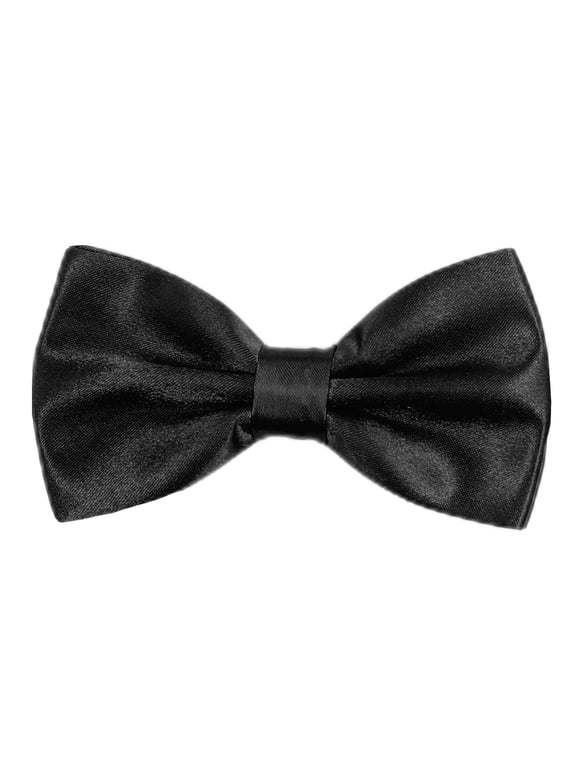Mens Satin Bow Ties Pre-Tied Formal Wedding Party Adjustable Neck Neckties Black