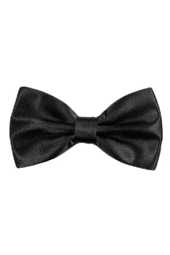 Mens Satin Bow Ties Pre-Tied Formal Wedding Party Adjustable Neck Neckties Black