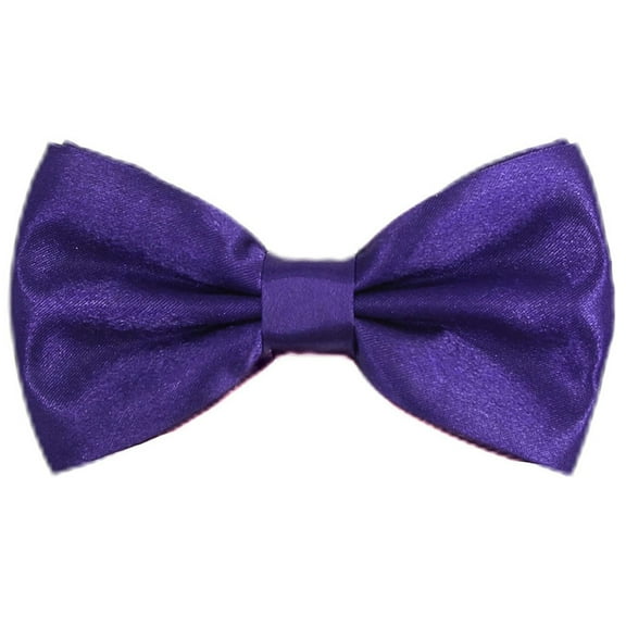 Hanerdun Mens Satin Bow Ties Pre-Tied Formal Wedding Party Adjustable Neck Neckties Dark Purple