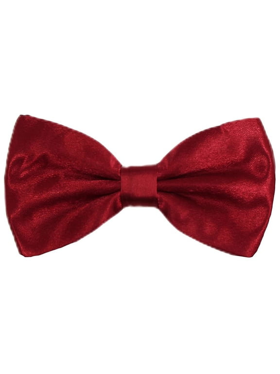 Mens Satin Bow Ties Pre-Tied Formal Wedding Party Adjustable Neck Neckties Dark Red