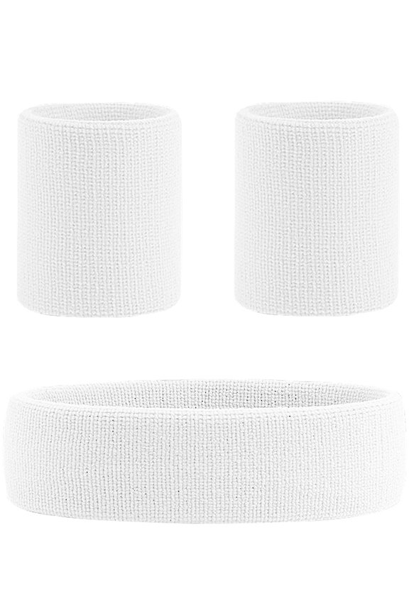 Sports Sweat Headband Wristbands Set Unisex Workout Terry Head Bands for Running Jogging Football One Size