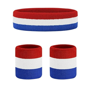Hanerdun Sports Sweat Headband Wristbands Set Unisex Workout Terry Head Bands for Running Jogging Football One Size