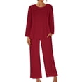thumbnail image 1 of Hanerdun Women 2PCS Pajamas Set Female Pockets Nightwear Sleepwear Red XL, 1 of 5