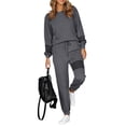 thumbnail image 1 of Hanerdun Women 2PCS Workout Set Female Striped Tracksuit Sweatsuit Dark Gray M, 1 of 6