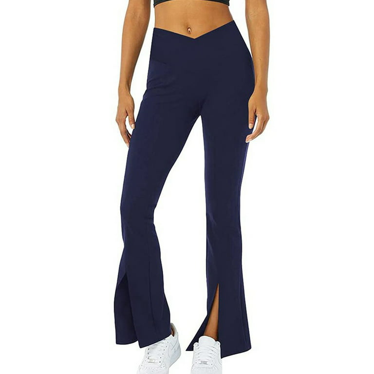 Hanerdun Women Bootcut Yoga Pants Female Wide Leg Leggings Solid High  Waisted Workout Pant Royal Blue XL 