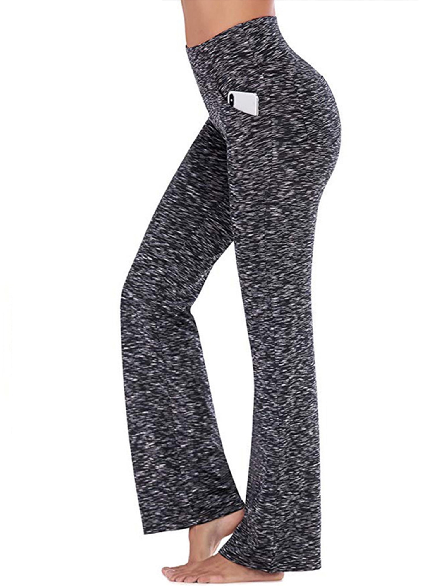 Hanerdun Women Bootcut Yoga Pants with Pockets Female High Waist Bootleg  Trousers Workout Activewear Gray 3XL 