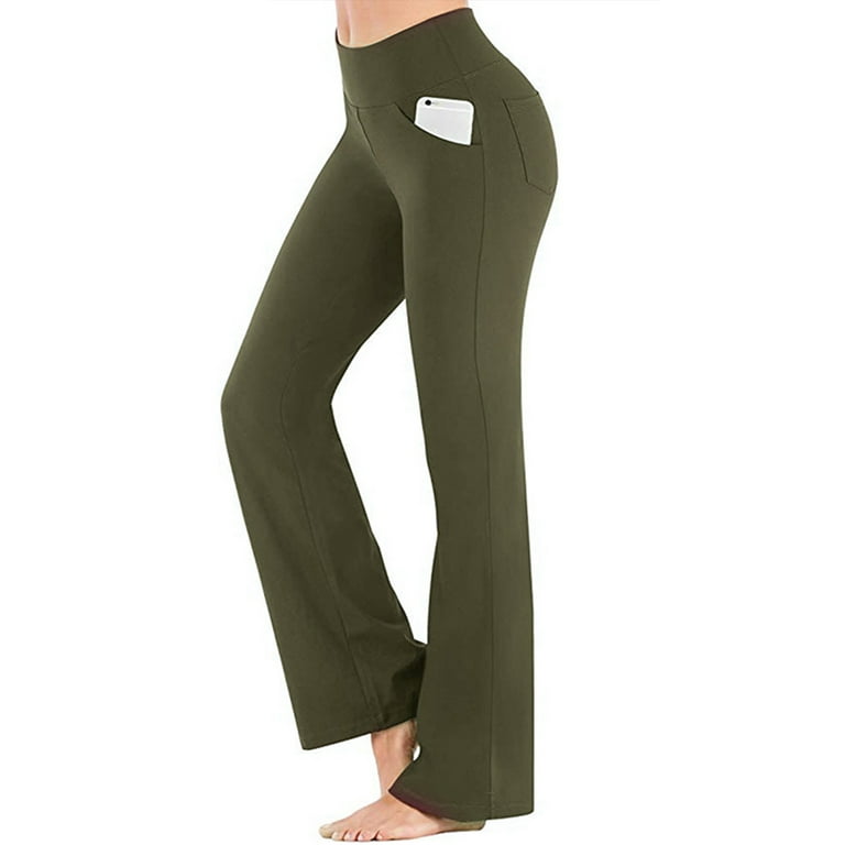 Hanerdun Women Bootcut Yoga Pants with Pockets Female High Waist