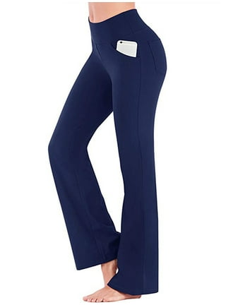 XFLWAM Women's Flared Yoga Pants Leggings Bootcut Crossover High-Waist  Front Slit Plus Size Workout Pants Black M