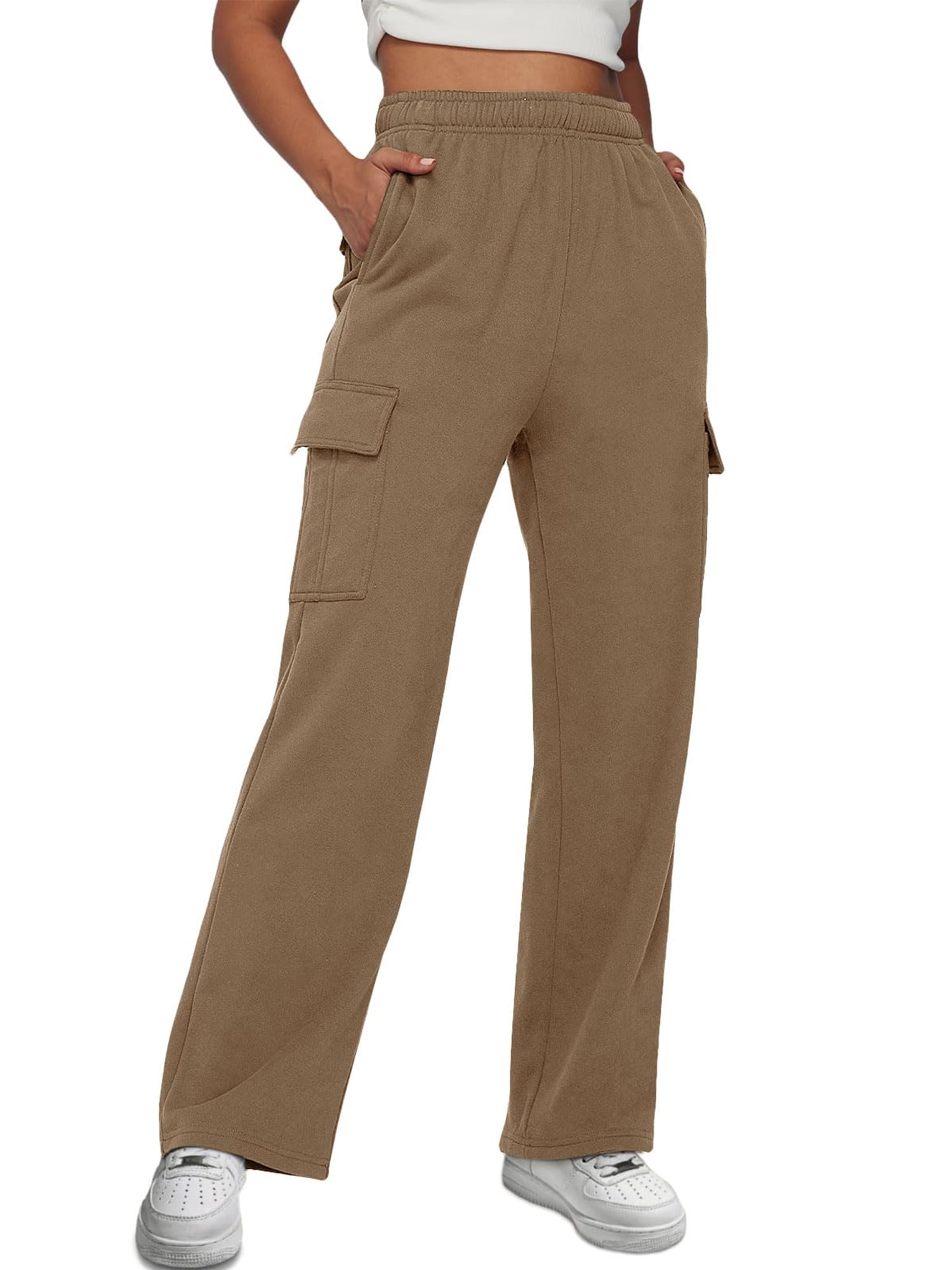 Hanerdun Women Cargo Sweatpants Female Pant with Pockets Soft Workout