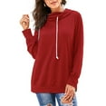 thumbnail image 1 of Hanerdun Women Drawstring Hoodie Female Long Sleeve Pullover Tops Red L, 1 of 4