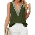 thumbnail image 1 of Hanerdun Women Female V-Neck Chiffon Tank Top Sleeveless Shirt Vest Green S, 1 of 5