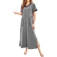 thumbnail image 1 of Hanerdun Women Nightgown Female Solid Color Midi Night Dresses Sleepwear Gray S, 1 of 5