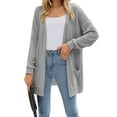 thumbnail image 1 of Hanerdun Women Open Front Cardigan Female Sweater Cardigans with Pocket Gray M, 1 of 5