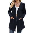 thumbnail image 1 of Hanerdun Women Open Front Cardigan Female Sweater Jackets Knitwear Navy Blue S, 1 of 5