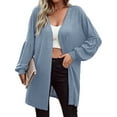 thumbnail image 1 of Hanerdun Women Open Front Cardigans Female Solid Cardigan Sweaters Blue L, 1 of 5