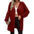 thumbnail image 1 of Hanerdun Women Open Front Cardigans Female Solid Cardigan Sweaters Red L, 1 of 5