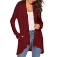 thumbnail image 1 of Hanerdun Women Open Front Sweater Cardigans Female Solid Long Sleeve Cardigan Red L, 1 of 5