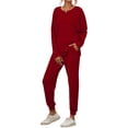thumbnail image 1 of Hanerdun Women Pajama Set Female 2PCS Long Sleeve Nightwear Set Tracksuit Red XL, 1 of 5