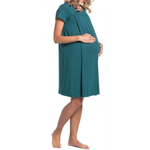 Hanerdun Women Pregnancy Maternity Dress Female Mini Pregnancy Dresses Green M