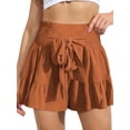 thumbnail image 1 of Hanerdun Women Ruffle Shorts Female Strappy Bottom Wide Legs Pants Orange L, 1 of 5