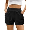 thumbnail image 1 of Hanerdun Women Sports Shorts Female Running Pants Elastic Waist Athletic Bottom Black 2XL, 1 of 5