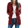 thumbnail image 1 of Hanerdun Women Sweater Cardigan Female Solid Button-Up Knit Cardigans Red M, 1 of 5