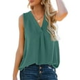 thumbnail image 1 of Hanerdun Women Tank Top Female Chiffon V-Neck Summer Tops Lake Blue L, 1 of 5