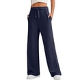 thumbnail image 1 of Hanerdun Women Wide Leg Workout Pants Female Elastic Waist Bottoms Navy Blue L, 1 of 5