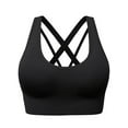 thumbnail image 1 of Hanerdun Women's Seamless Sports Bras Crossback Padded Yoga Running Workout Bra Black XL, 1 of 6