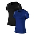 thumbnail image 1 of Hanerdun Athletic Shirts for Women Quick Dry Workout Yoga Tops Slim Fit Short Sleeve 2 Pack Black/Blue M, 1 of 7