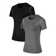 thumbnail image 1 of Hanerdun Athletic Shirts for Women Quick Dry Workout Yoga Tops Slim Fit Short Sleeve Activewear 2 Pack L, 1 of 7