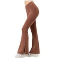 thumbnail image 1 of Hanerdun Womens Flare Yoga Pants Workout Leggings Slit Hem High Waist Bootcut Bottoms Activewear Brown M, 1 of 10