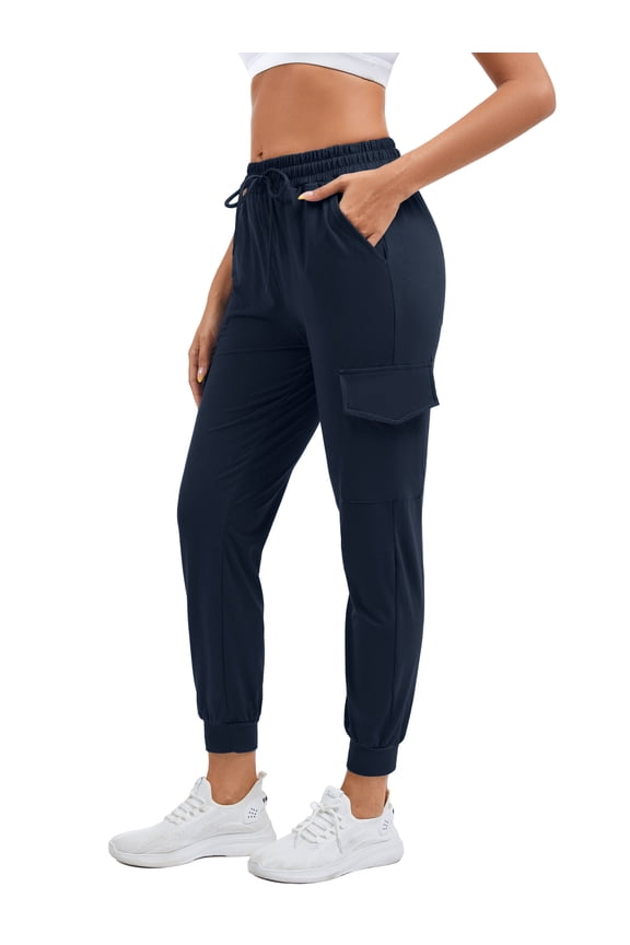 Women Cargo Hiking Pants Joggers with Pockets Workout Athletic Trousers Drawstring Elastic Waist Activewear 2XL