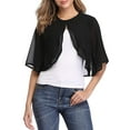 thumbnail image 1 of Hanerdun Womens Chiffon Cropped Cardigan 3/4 Sleeve Casual Open Front Shrugs Sheer for Evening Dresses M, 1 of 5