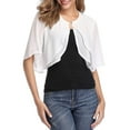 thumbnail image 1 of Hanerdun Womens Chiffon Cropped Cardigan 3/4 Sleeve Casual Open Front Shrugs Sheer for Evening Dresses XL, 1 of 5