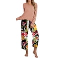 thumbnail image 1 of Hanerdun Womens Pajamas Set Female 2PCS Long Sleeve Printed Nightwear Orange L, 1 of 5