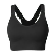 Hanerdun Womens Racerback Sports Bras Adjustable Padded Seamless for Yoga Workout Gym Black M