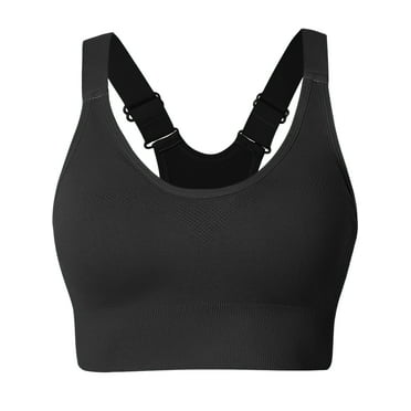 Hanerdun Womens Racerback Sports Bras Adjustable Padded Yoga Workout Bra Black M