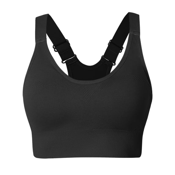 Hanerdun Womens Racerback Sports Bras Adjustable Padded Seamless Yoga Workout Gym Running Black XL