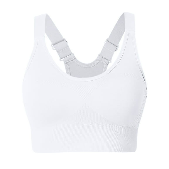 Hanerdun Womens Racerback Sports Bras Adjustable Padded Seamless Yoga Workout Gym Bra White M