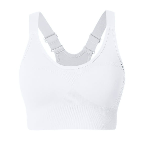 Hanerdun Womens Racerback Sports Bras Adjustable Padded Seamless Yoga Workout Gym Bra White XL