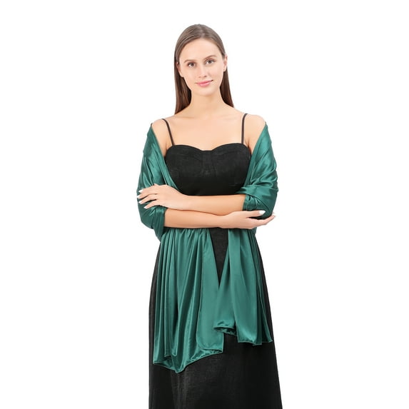 Hanerdun Womens Satin Shawl Wraps Wedding Party Scarf Soft Scarves for Bridal Evening Dresses Green