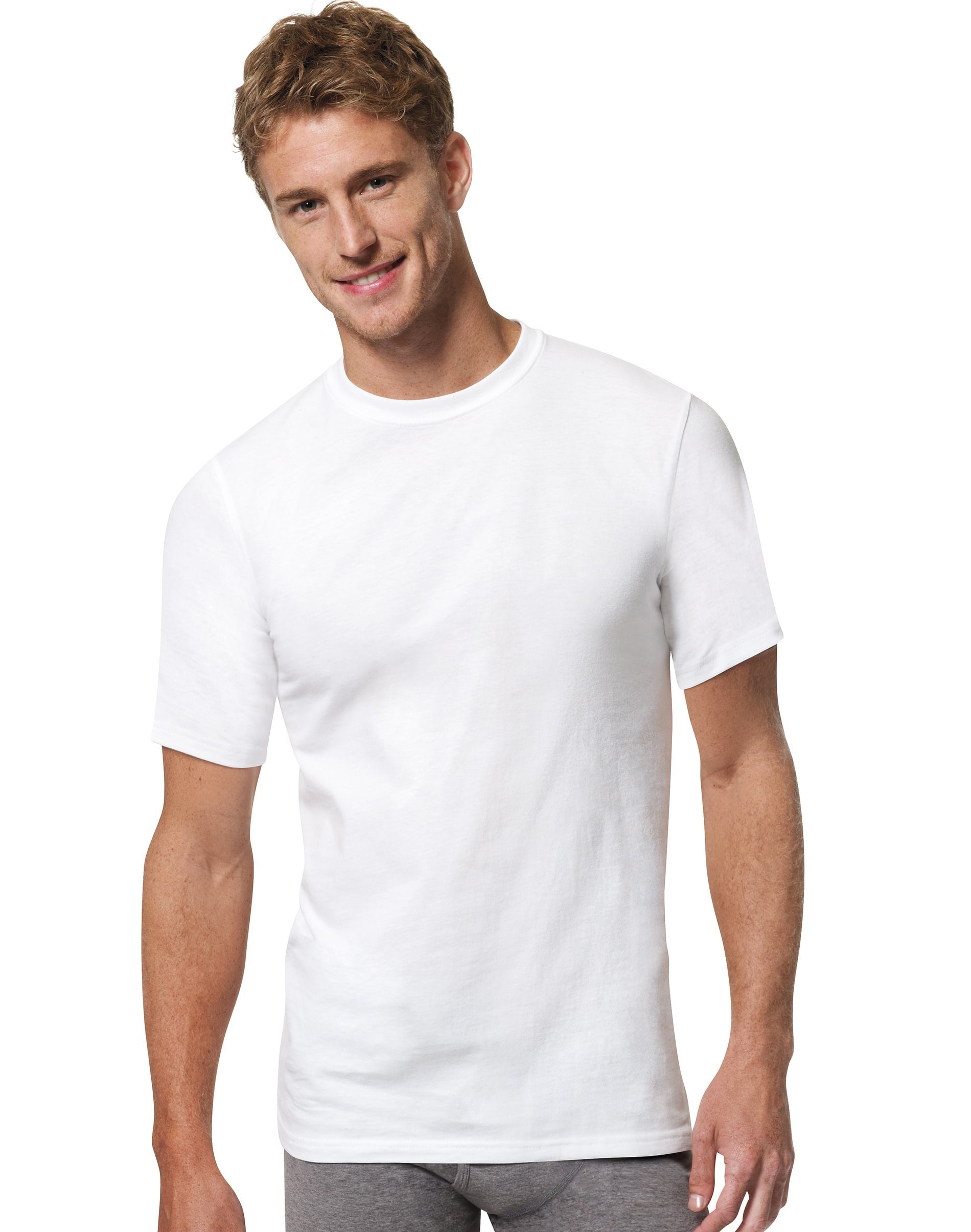 Hanes 016182047894 FreshIQ ComfortBlend Mens Crewneck T-Shirt, White - 2XT  - Pack of 4 