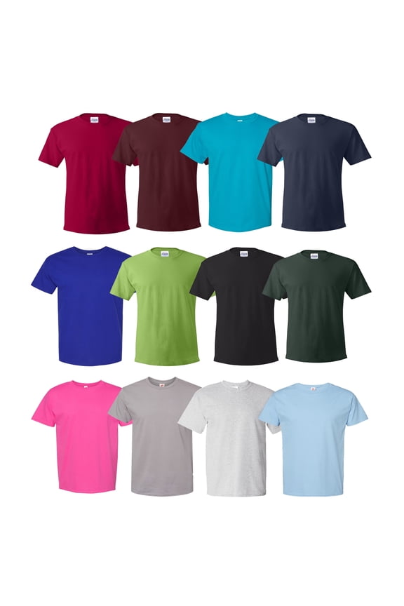 Women Short Sleeve T-Shirts - M Size | Multi Color Crew Neck Tee | Bulk Pack of 12 | 5 oz., 100% Cotton Assorted Tees